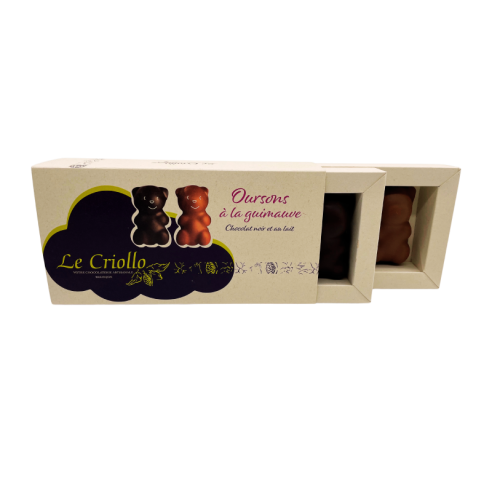 Marhsmallow bear in dark and milk chocolate